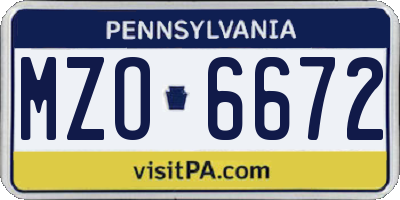 PA license plate MZO6672