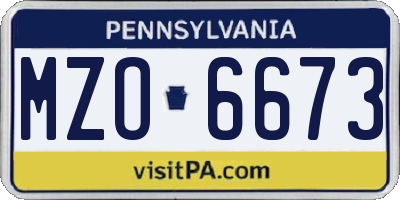 PA license plate MZO6673