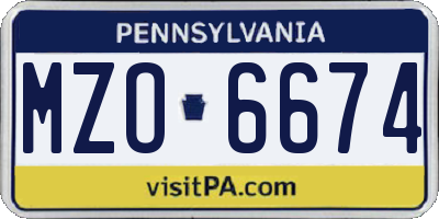 PA license plate MZO6674