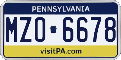 PA license plate MZO6678