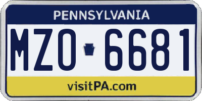 PA license plate MZO6681