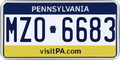 PA license plate MZO6683