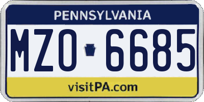 PA license plate MZO6685