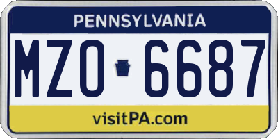 PA license plate MZO6687