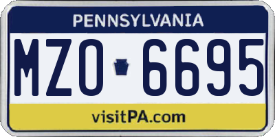 PA license plate MZO6695