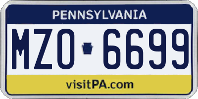 PA license plate MZO6699