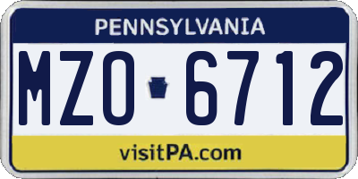 PA license plate MZO6712