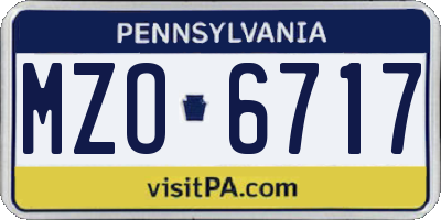 PA license plate MZO6717