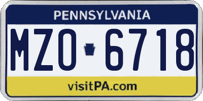 PA license plate MZO6718