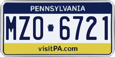 PA license plate MZO6721