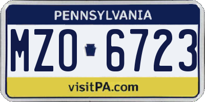 PA license plate MZO6723