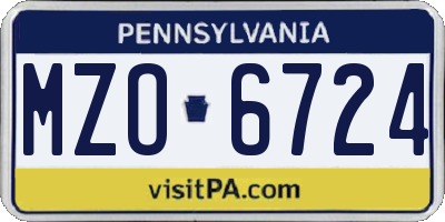 PA license plate MZO6724