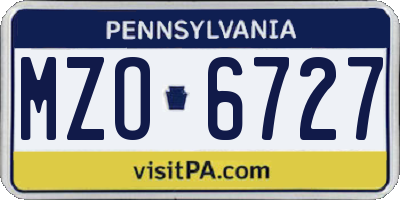 PA license plate MZO6727