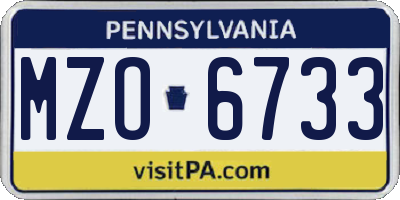 PA license plate MZO6733