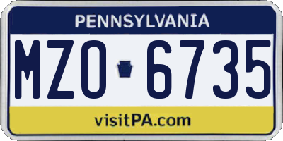 PA license plate MZO6735