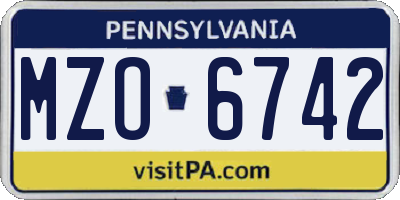 PA license plate MZO6742