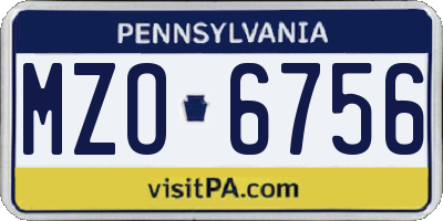 PA license plate MZO6756