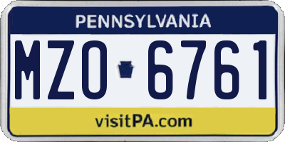 PA license plate MZO6761