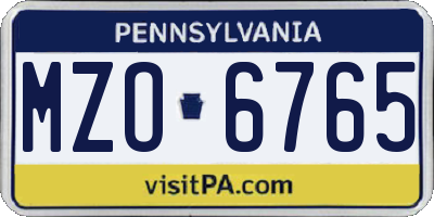 PA license plate MZO6765