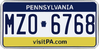 PA license plate MZO6768