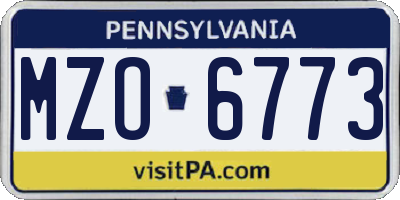 PA license plate MZO6773