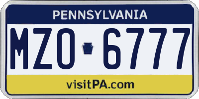 PA license plate MZO6777