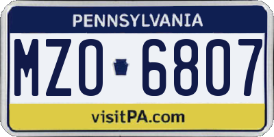 PA license plate MZO6807