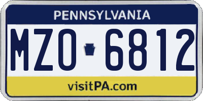PA license plate MZO6812