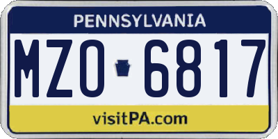 PA license plate MZO6817