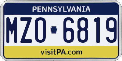 PA license plate MZO6819