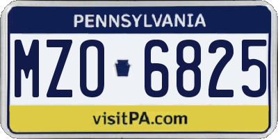 PA license plate MZO6825