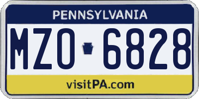 PA license plate MZO6828