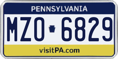 PA license plate MZO6829