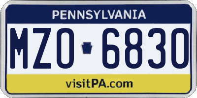 PA license plate MZO6830