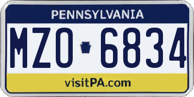 PA license plate MZO6834