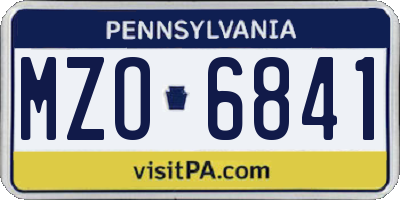 PA license plate MZO6841