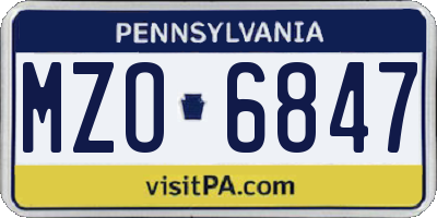PA license plate MZO6847