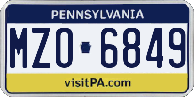 PA license plate MZO6849