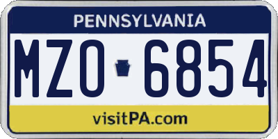 PA license plate MZO6854