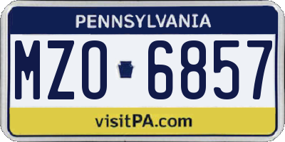 PA license plate MZO6857