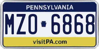 PA license plate MZO6868