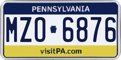 PA license plate MZO6876