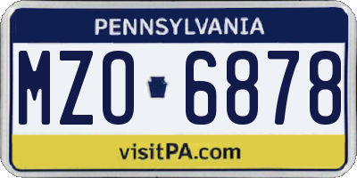 PA license plate MZO6878