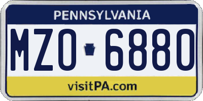 PA license plate MZO6880