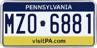 PA license plate MZO6881