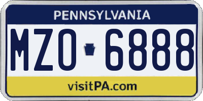 PA license plate MZO6888