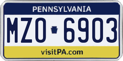 PA license plate MZO6903