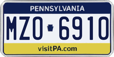 PA license plate MZO6910
