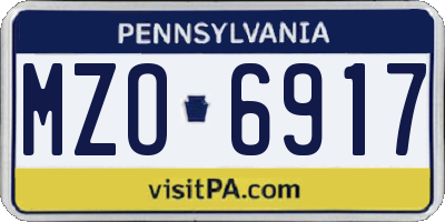 PA license plate MZO6917