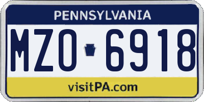 PA license plate MZO6918